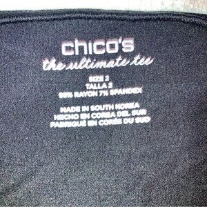 Chicos The Ultimate Tee Size 2 Long Sleeve Black Basic Capsule Wardrobe